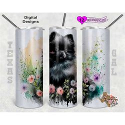 pomeranian tumbler wrap, watercolor tumbler wrap, 20oz sublimation tumbler png, digital download, seamless design