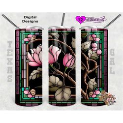 stain glass tumbler wrap, tulip tree sublimation design, 20oz sublimation tumbler wrap, digital download