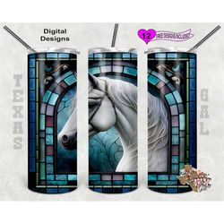 stain glass tumbler wrap, horse tumbler png, 20oz sublimation tumbler design, seamless design, digital download