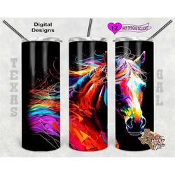 horse tumbler wrap, watercolor tumbler wrap, 20oz sublimation tumbler png, digital download, seamless design