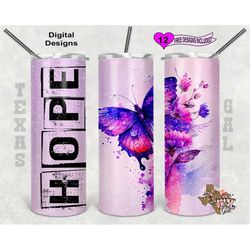 hope tumbler wrap, butterfly tumbler wrap, watercolor tumbler wrap, 20oz sublimation tumbler png, seamless design