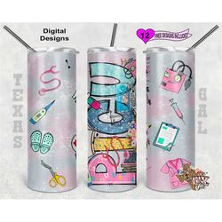 picu nurse sublimation design, nurse png, 20 oz skinny tumbler design, sublimation png