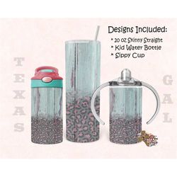 leopard wood mom and me bundle  20 oz skinny tumbler 12 oz kid water bottle sippy cup tumbler sublimation digital downlo