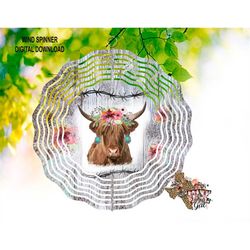 wind spinner highland cow sublimation digital download png