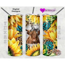 highland cow png, highland cow tumbler design, highland cow sunflower tumbler png, 20 oz skinny tumbler sublimation desi