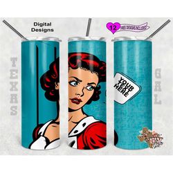 pop art girl tumbler wrap, personalize tumbler wrap, watercolor tumbler wrap, 20oz sublimation tumbler png, digital down