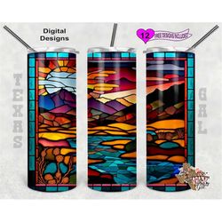 stain glass tumbler wrap, river tumbler wrap, 20oz sublimation tumbler wrap, digital download