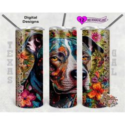 embroidery tumbler wrap, pit bull dog tumbler wrap, 20oz sublimation tumbler png, seamless design