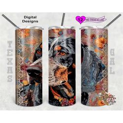 embroidery tumbler wrap, bluetick coonhound tumbler wrap, 20 oz skinny tumbler sublimation design, seamless pattern