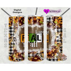 20 oz skinny tumbler happy fall y'all seamless sublimation design png instant digital only