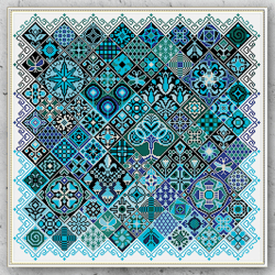 Cross Stitch Sampler Mosaic Geometric Cross Stitch Garden Turquoise Cross Stitch Pattern  Modern Embroidery PDF 344