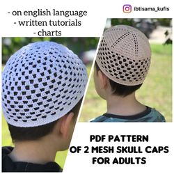 Summer cotton kufi caps for men, boy PDF crochet pattern for beginners