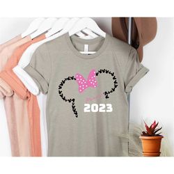 custom mickey minnie disney family vacation 2023 t - shirts, disney family matching vacation 2023 tees, disney world - d