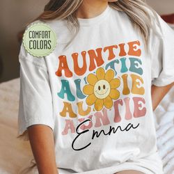 auntie comfort colors shirt, personalized aunt tshirt, cool aunts club shirt, custom