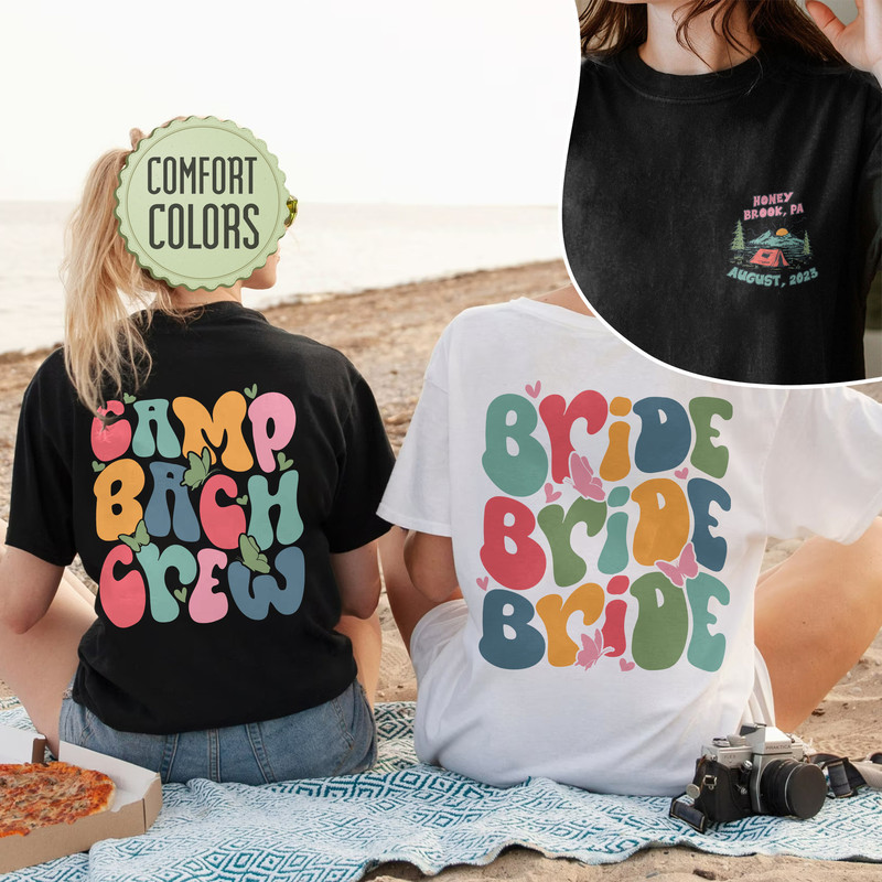 Camp Bachelorette Comfort Colors Shirt, Camp Bach Crew, Camping Bachelorette Party, Custom Name Bride Shirt, Retro Bride Shirt - 1.jpg