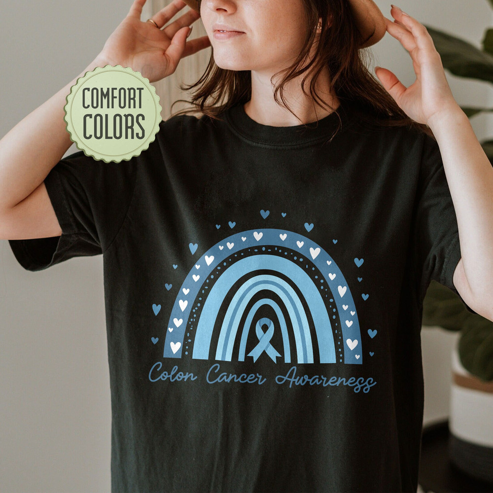 Colon Cancer Comfort Colors Shirt, Colon Cancer Ribbon,  Colon Cancer Gifts, Cancer Awareness Shirt, Blue Awareness Ribbon - 3.jpg
