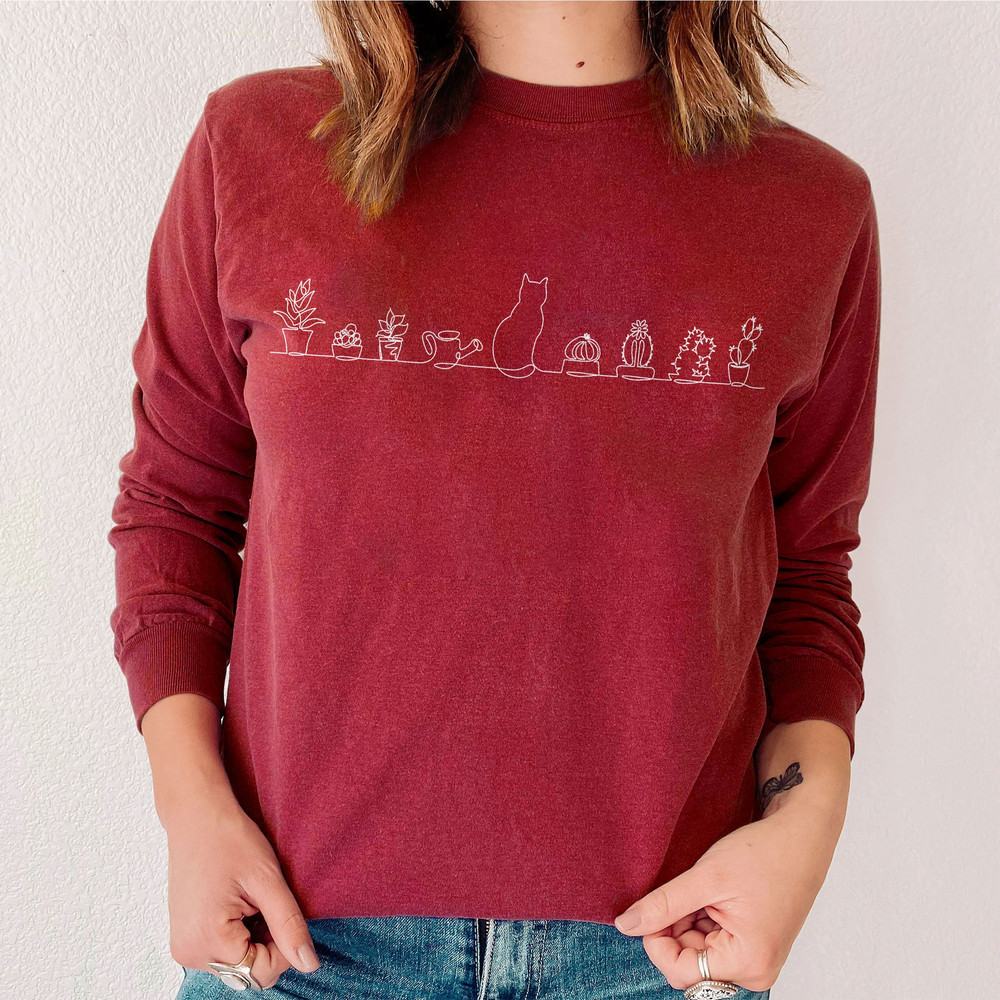 Comfort Colors® Cat Watering Plants Shirt, Plant Lady Shirt, Plants Shirt, Gardening T-shirt, Succulents And Cat Shirt - 2.jpg