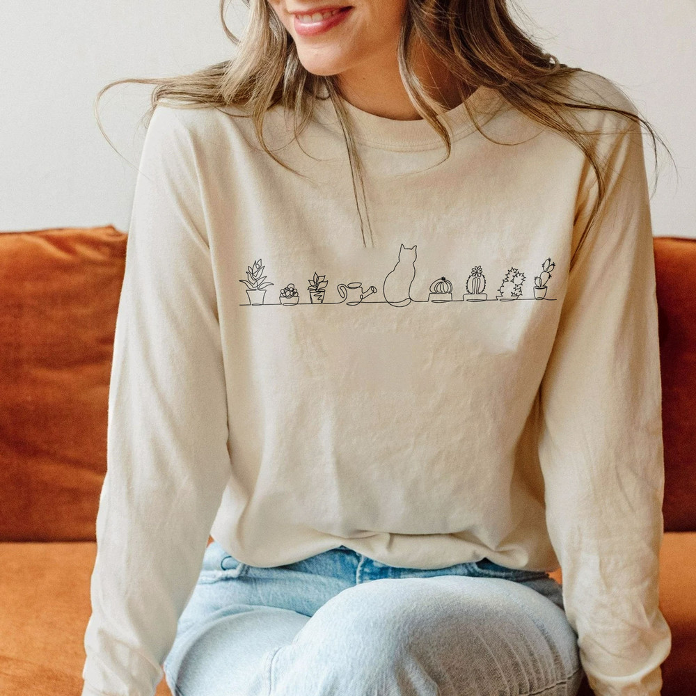 Comfort Colors® Cat Watering Plants Shirt, Plant Lady Shirt, Plants Shirt, Gardening T-shirt, Succulents And Cat Shirt - 4.jpg