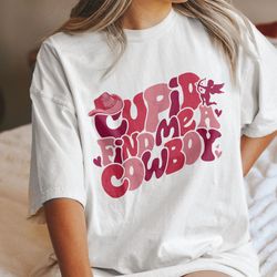 comfort colors cupid find me cowboy shirt, groovy retro cowgirl shirt, trendy womens
