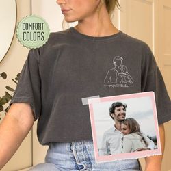comfort colors custom outline photo shirt, custom portrait from photo, custom portrai