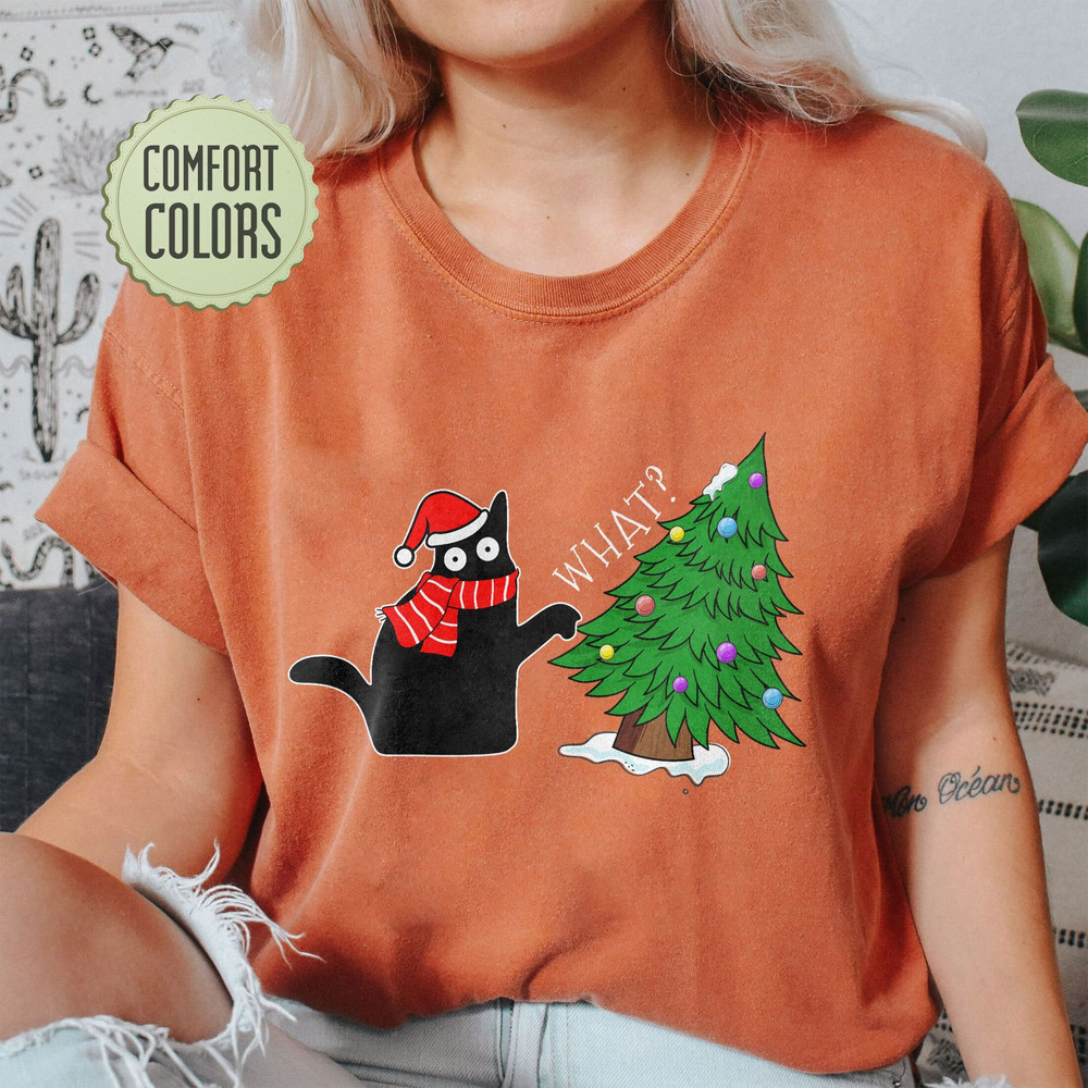 Comfort ColorsĀ® Funny Black Cat Christmas Tshirt, Meowy Christmas Shirt,Funny Christmas Cat Shirt,Cat Christmas T-shirt,Cat Lover Christmas - 1.jpg