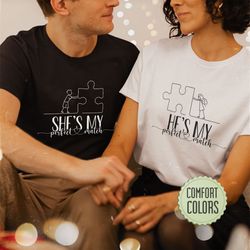 comfort colors hes shes my perfect match shirt, couple matching puzzle shirt, coupl