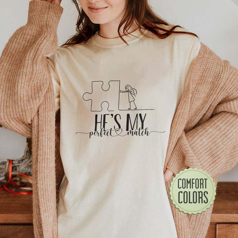 Comfort Colors® He's & She's My Perfect Match Shirt, Couple Matching Puzzle Shirt, Couple Matching Outfits, Funny Couples Tee - 5.jpg