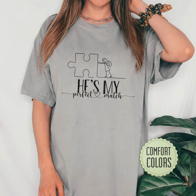 Comfort Colors® He's & She's My Perfect Match Shirt, Couple Matching Puzzle Shirt, Couple Matching Outfits, Funny Couples Tee - 7.jpg