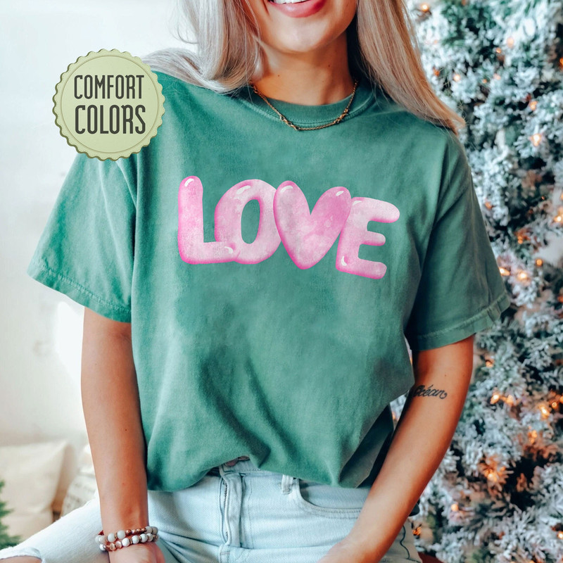 Comfort Colors® Love Valentines Shirt, Cute Valentines Tees, Valentine's Day Gift for Girlfriend, Heart Love T-shirt, Womens Valentines Day - 1.jpg