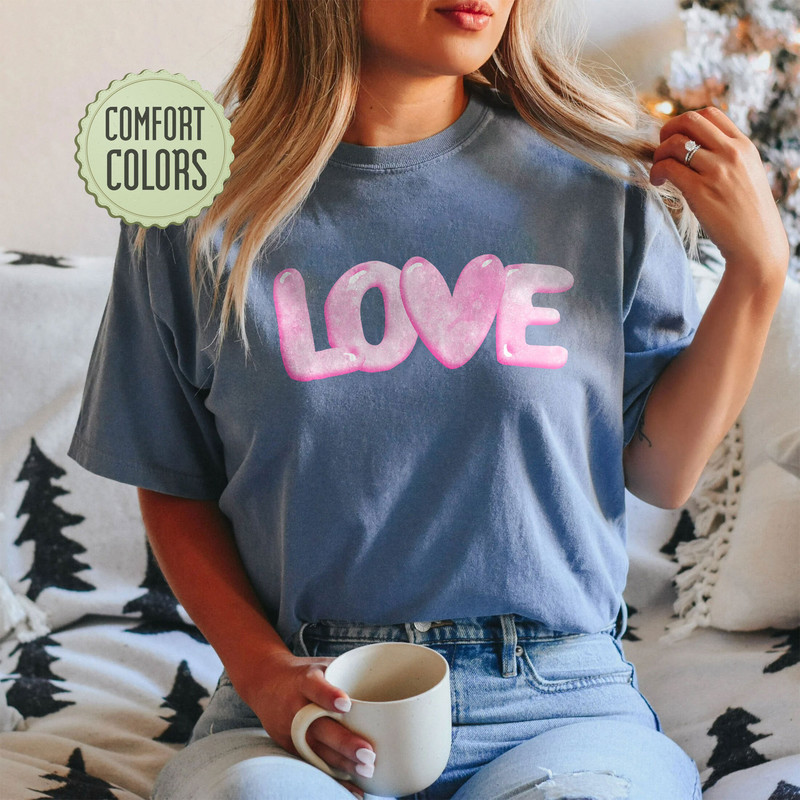Comfort Colors® Love Valentines Shirt, Cute Valentines Tees, Valentine's Day Gift for Girlfriend, Heart Love T-shirt, Womens Valentines Day - 5.jpg