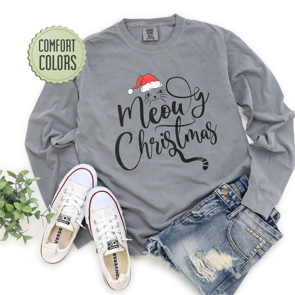 Comfort Colors® Meowy Christmas Tshirt,Happy Cat Year Shirt,Funny Christmas Cat Shirt,Cat Christmas Shirt,Cats T-shirt,Cat Lover Christmas - 1.jpg