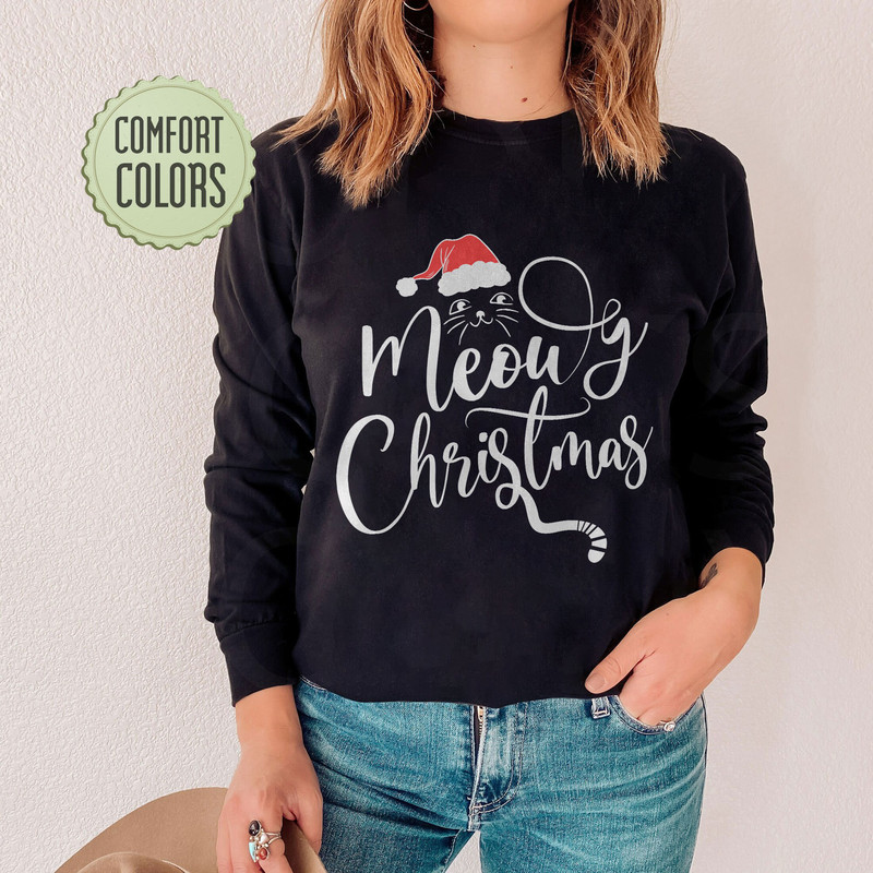 Comfort Colors® Meowy Christmas Tshirt,Happy Cat Year Shirt,Funny Christmas Cat Shirt,Cat Christmas Shirt,Cats T-shirt,Cat Lover Christmas - 3.jpg