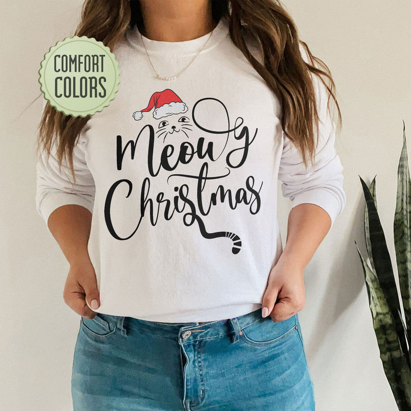 Comfort Colors® Meowy Christmas Tshirt,Happy Cat Year Shirt,Funny Christmas Cat Shirt,Cat Christmas Shirt,Cats T-shirt,Cat Lover Christmas - 4.jpg