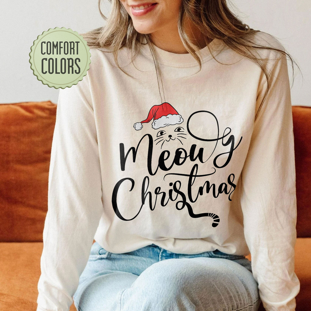 Comfort Colors® Meowy Christmas Tshirt,Happy Cat Year Shirt,Funny Christmas Cat Shirt,Cat Christmas Shirt,Cats T-shirt,Cat Lover Christmas - 5.jpg