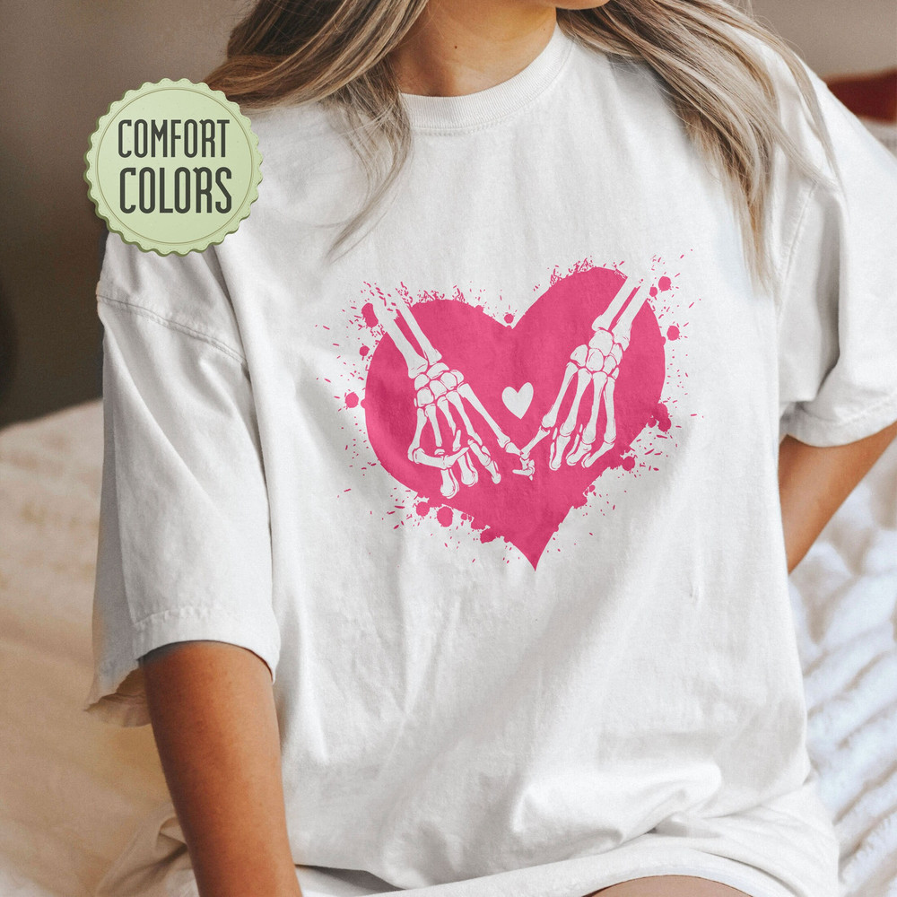 Comfort Colors® Skeleton Hand Valentine Crewneck Shirt, Valentines Day Gift, Valentine Skeleton Shirt, Valentine Matching Shirt - 3.jpg