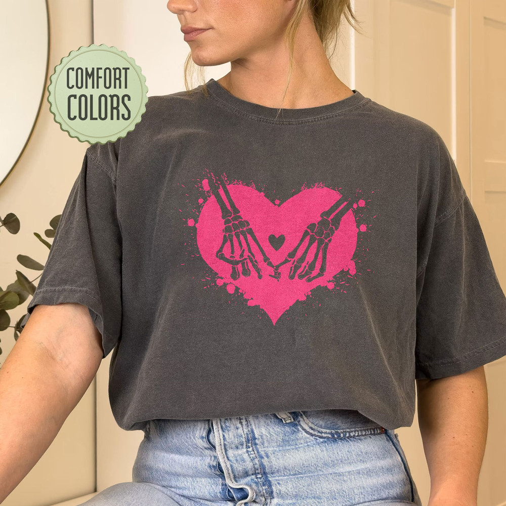 Comfort Colors® Skeleton Hand Valentine Crewneck Shirt, Valentines Day Gift, Valentine Skeleton Shirt, Valentine Matching Shirt - 4.jpg