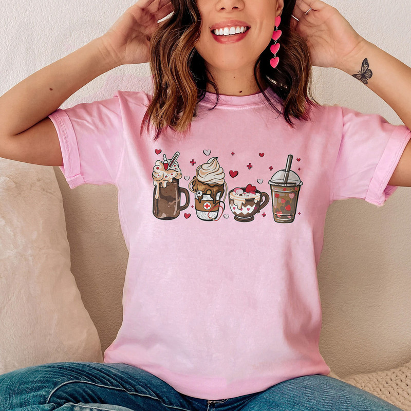 Comfort Colors® Valentine Coffee Lover Shirt, Latte Iced Stars Coffee Shirt, Valentines Day Shirt For Couples, Shirt Matching Couples - 2.jpg