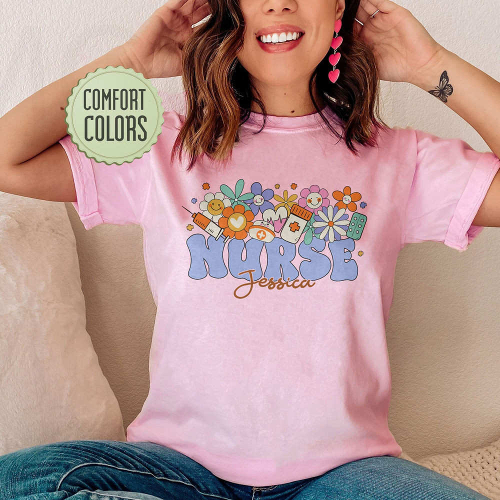 Custom Nurse Comfort Colors Shirt, Personalized Nurse Shirt, RN Shirt, Personalized Nurse RN, Cna, Bsn, Rrt, Nurse Graduation Gifts - 1.jpg