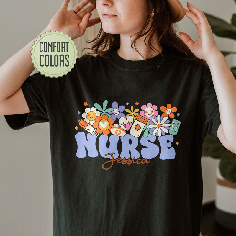 Custom Nurse Comfort Colors Shirt, Personalized Nurse Shirt, RN Shirt, Personalized Nurse RN, Cna, Bsn, Rrt, Nurse Graduation Gifts - 3.jpg
