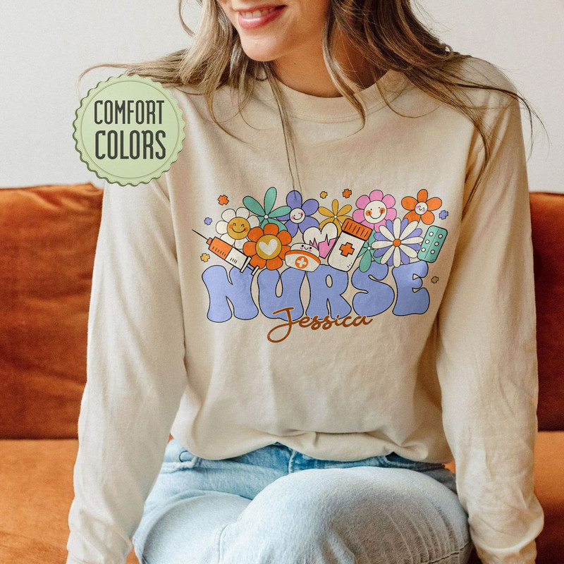 Custom Nurse Comfort Colors Shirt, Personalized Nurse Shirt, RN Shirt, Personalized Nurse RN, Cna, Bsn, Rrt, Nurse Graduation Gifts - 4.jpg