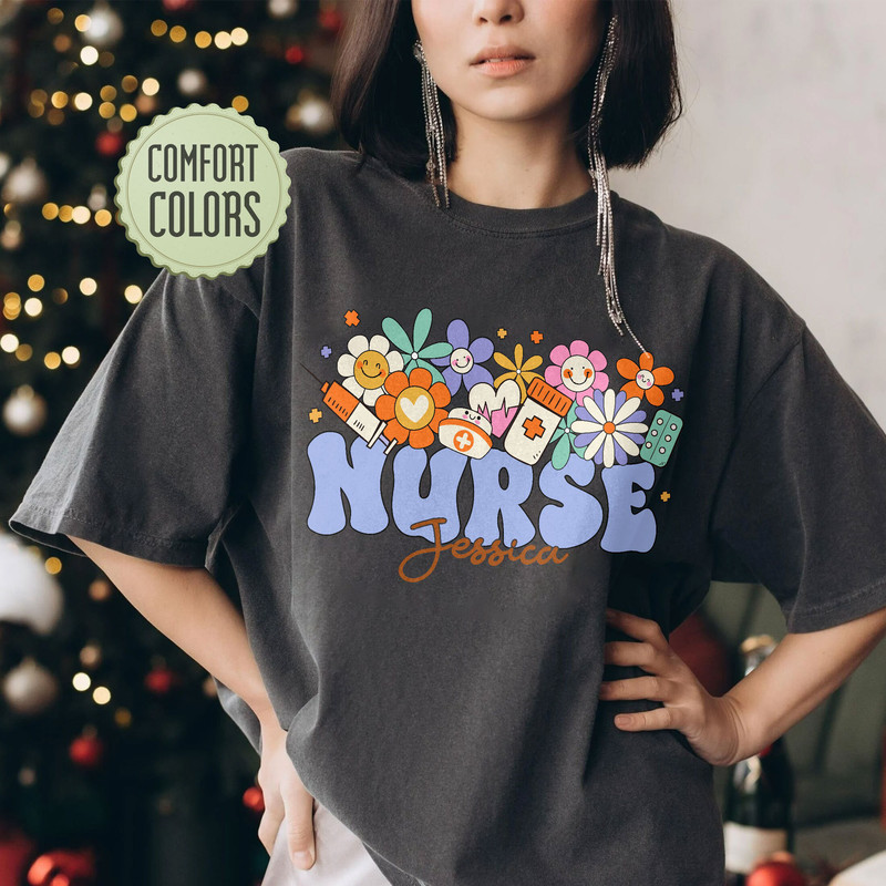 Custom Nurse Comfort Colors Shirt, Personalized Nurse Shirt, RN Shirt, Personalized Nurse RN, Cna, Bsn, Rrt, Nurse Graduation Gifts - 6.jpg