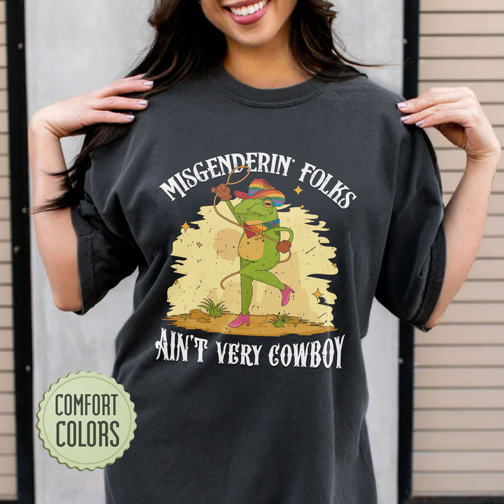 Funny Gay Comfort Colors Shirt, Frog and Toad Say Gay Shirt, Gay Pride T Shirt,Retro Cowboy Frog TShirt,Lgbt Rainbow Tee, Misgenderin' Folks - 3.jpg
