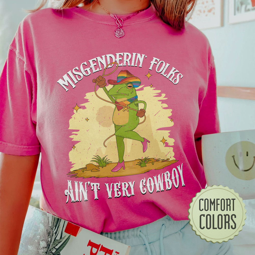 Funny Gay Comfort Colors Shirt, Frog and Toad Say Gay Shirt, Gay Pride T Shirt,Retro Cowboy Frog TShirt,Lgbt Rainbow Tee, Misgenderin' Folks - 5.jpg