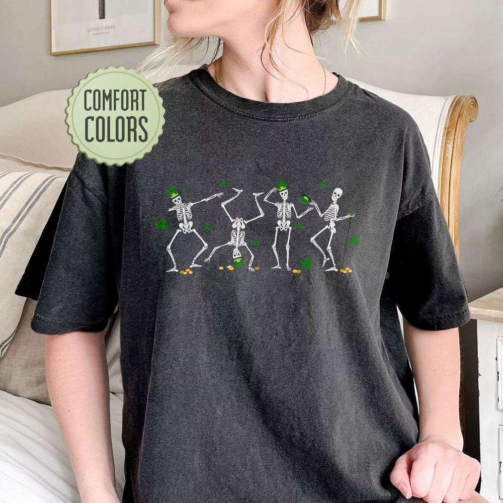 Funny St Patricks Day Shirt, Dancing Skeleton Shirt, Saint Patricks Day Gift, Lucky Irish Shirt, Shamrock Skeleton Shirt - 4.jpg