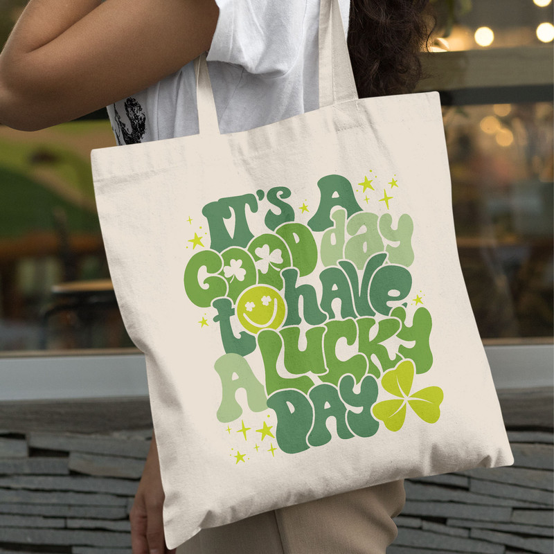 Have A Lucky Day Tote Bag, It's A Good Day Girl Bag, Work Out Tote Bag, Trendy Canvas Tote,Gift For Girl, Aesthetic Tote Bag, Quote On Bag - 10.jpg