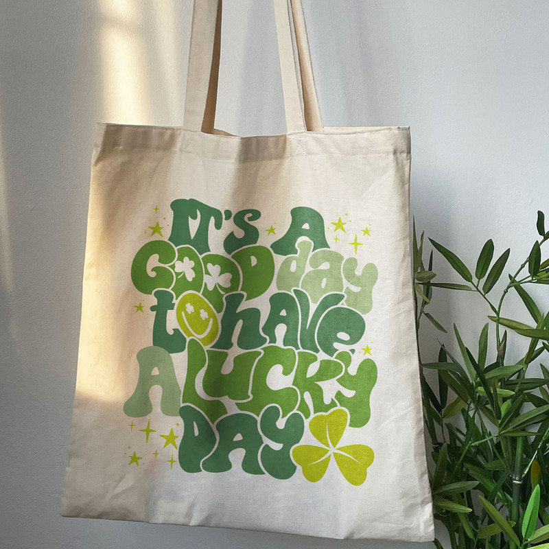 Have A Lucky Day Tote Bag, It's A Good Day Girl Bag, Work Out Tote Bag, Trendy Canvas Tote,Gift For Girl, Aesthetic Tote Bag, Quote On Bag - 7.jpg