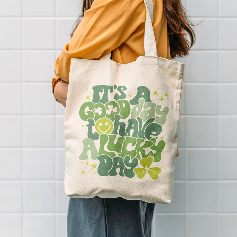 Have A Lucky Day Tote Bag, It's A Good Day Girl Bag, Work Out Tote Bag, Trendy Canvas Tote,Gift For Girl, Aesthetic Tote Bag, Quote On Bag - 8.jpg