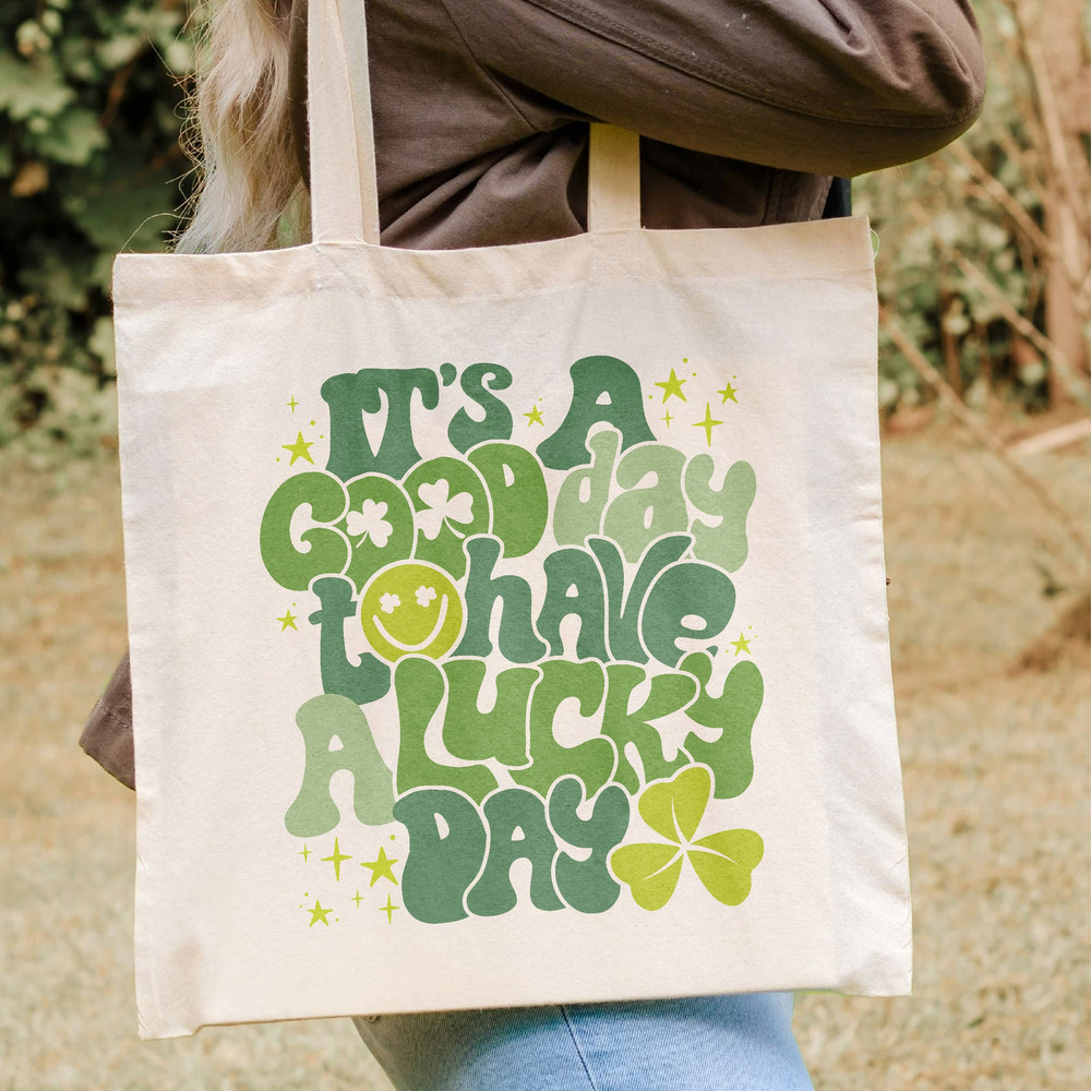 Have A Lucky Day Tote Bag, It's A Good Day Girl Bag, Work Out Tote Bag, Trendy Canvas Tote,Gift For Girl, Aesthetic Tote Bag, Quote On Bag - 9.jpg
