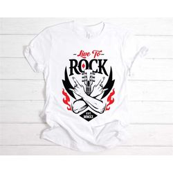 vintage style rock and roll shirt,live to rock t-shirt,music lover tee,guitar shirt,songwriter t-shirt ,womens rock n ro