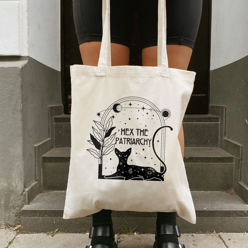 Hex The Patriarchy Tote Bag, Trendy Canvas Tote Bag, Gift For Girl, Aesthetic Tote Bag, School Bag, Vintage Bag, Reusable Tote - 10.jpg